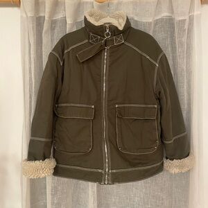 Bershka Green Sherpa Utility Jacket